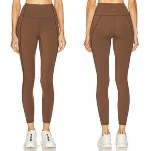 Varley Brown Active Athletic Yoga Shape High Rise Pocket Leggings Small